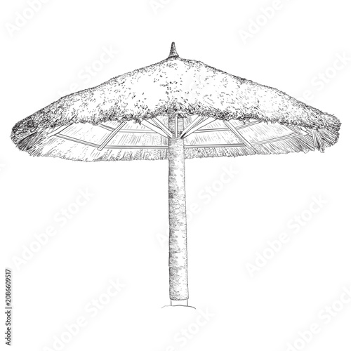 Vászonkép A beach parasol, sketch style