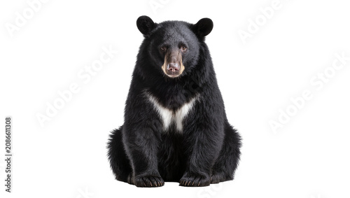 Black bear with white chest marking sitting