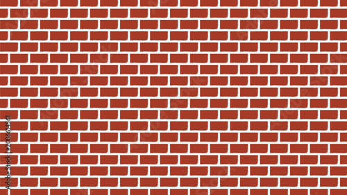 Foto Seamless Red Brick Wall Pattern with Running Bond Layout, Flat Vector Masonry Texture, Repeating Construction Background for Game Assets, Architecture, Wallpaper, Packaging and Surface Design