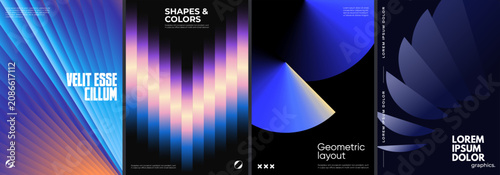 Futuristic posters collection with different abstract design.