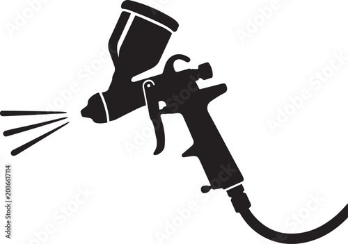 Cuadro en lienzo Airbrush or spray gun to paint cars. black icon solid vector