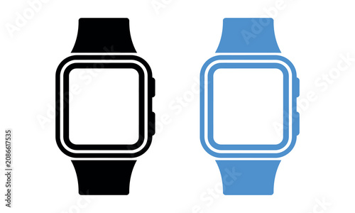 Foto Apple watch with black and blue sport bands side by side