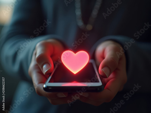 Smartphone with Heart Notifications. Social Media Popularity. Online Engagement Concept.