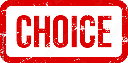 Canvas Print Bright red rectangular rubber stamp featuring the word choice in a bold distress