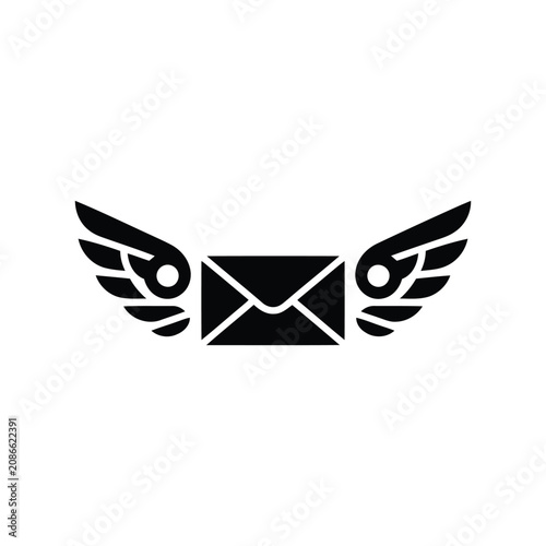 Winged envelope for fast mail delivery concept.