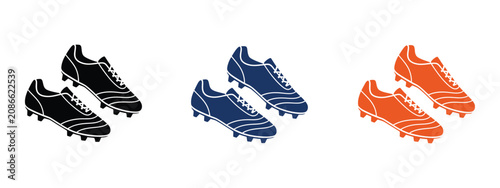 Foto Football cleats icons featuring athletic footwear, soccer boots, sports equipment, field performance, and clean minimalist vector graphics for sports branding and applications