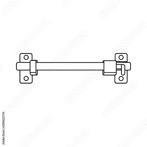 Black and white line drawing of a metal latch mechanism.