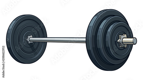 Slika na platnu A vector illustration of a dumbbell recreated with weights and a chrome barbell