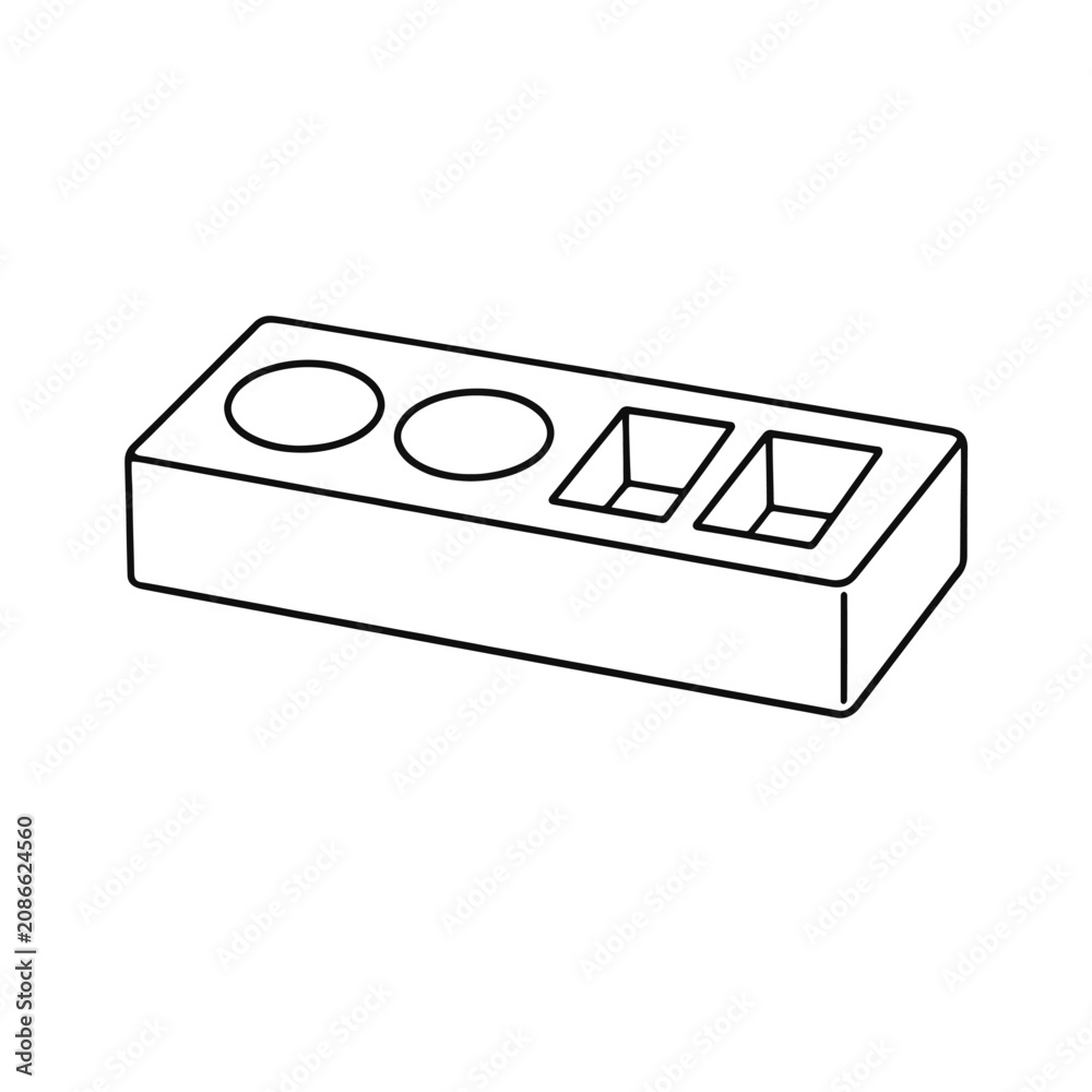 Obraz premium White Lego brick with circular and square holes.