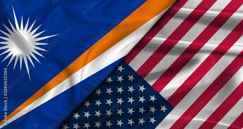 Fototapeta premium Bilateral relations between Marshall Islands and United States. Diplomatic relations between the United States and the Marshall Islands