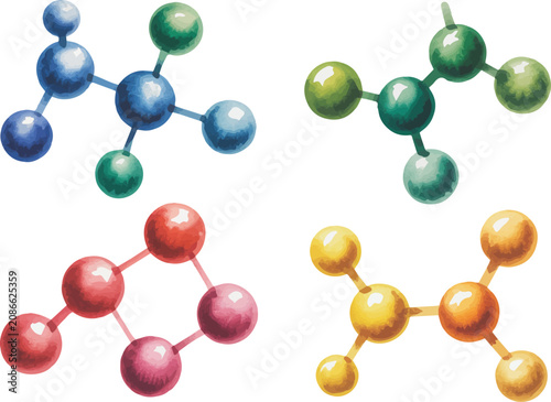 watercolor Molecules In Darkness illustration isolated on white background