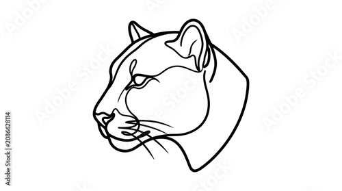 Minimalist Line Art Panther Head Icon, Single Line Drawing, Wild Animal Portrait