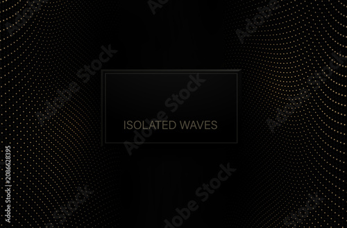 Isolated gold wavy pattern with a frame on a black background.