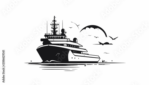 Tableau sur toile Large Luxury Yacht on the Water.