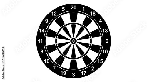 Dartboard Silhouette On White Background Black And White Graphic