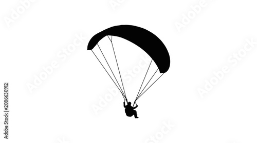 Canvastavla Paraglider Silhouette Against White Background Aerial Sport Illustration