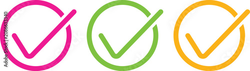 Check mark circle icons set colorful vector