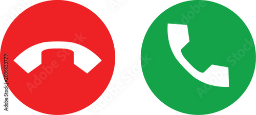 Phone call accept and decline buttons vector icons