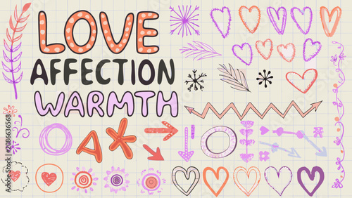 Tableau sur toile Hand drawn lettering and doodle elements in a playful colorful vector illustrati