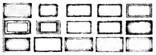 Obraz na płótnie Grunge rectangle frames with distressed texture in vintage ink stamp style