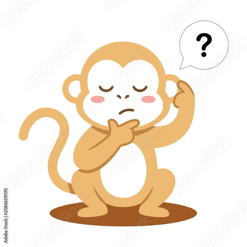 Photography Thinking monkey with question mark
