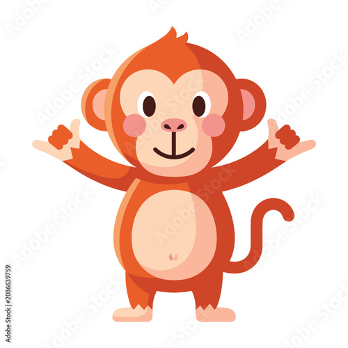 Canvas Print Orange monkey cartoon character making a gesture