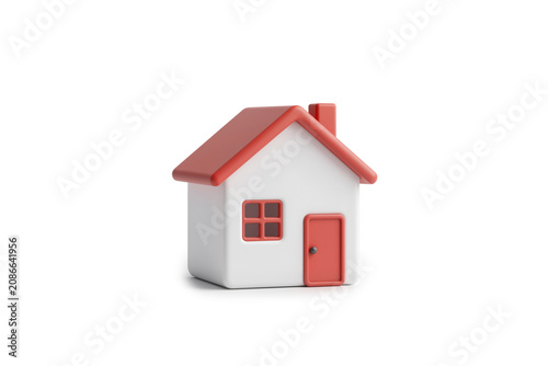 Minimalist Tiny House Icon Rendered with Flat Red Roof and Simple Features