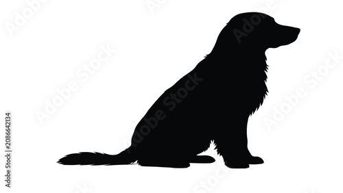 Fotografía Dog silhouette sits calmly on a plain white backdrop, providing a clean graphic element for creative design