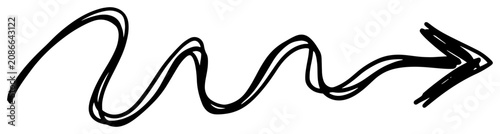 Fotografía Wavy squiggly arrow pointing right in expressive hand drawn sketch style