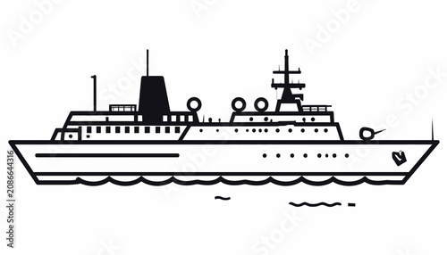 Foto Large Ferry Boat Sailing on Water.