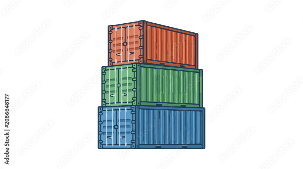 Fototapeta premium Stack of Colorful Cargo Shipping Containers