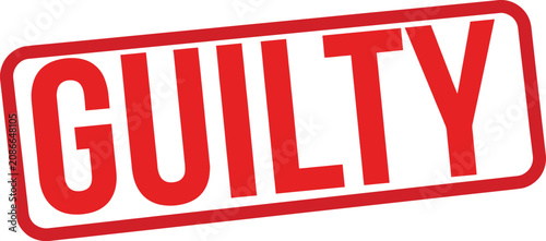 Bold red guilty stamp vector illustration design featuring clean typography for legal and justice themed projects