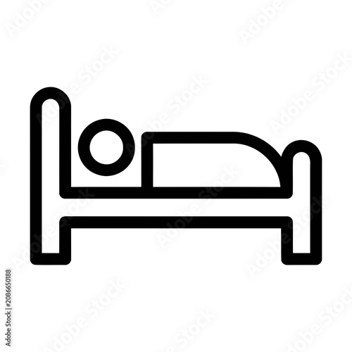 Minimalist Line Art Icon Representing a Person Sleeping on a Bed