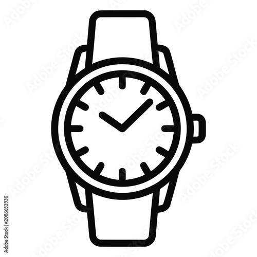 Simple Outline Handdrawn Wrist Watch Icon Symbol Graphic Element