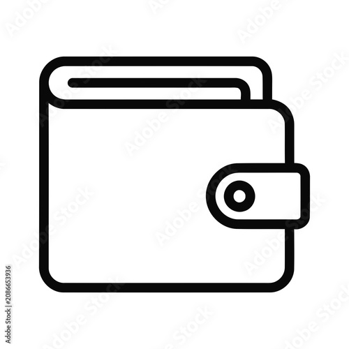 Simple Outline Handdrawn Wallet Icon with Button Clasp
