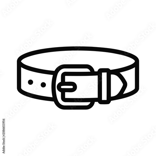 Classic Leather Belt with Buckle and Holes Outline Graphic Icon