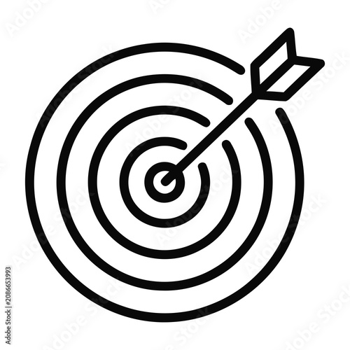 Simple Outline Target Board With Arrow Symbol Graphic Icon Illustration