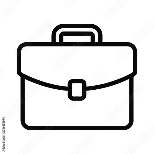 Simple Outline Graphic Icon Representing A Business Briefcase Bag With A Handle