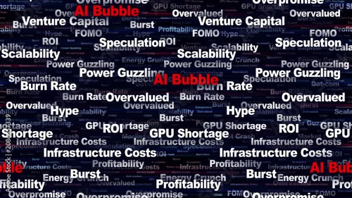 AI BUBBLE Seamless Endless Keywords Animation, Background, Loop
