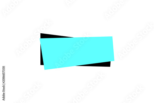 Minimalist Cyan Turquoise Tilted Geometric Quadrangle Banner Label Layered Shape with Shadow Isolated on Transparent Background