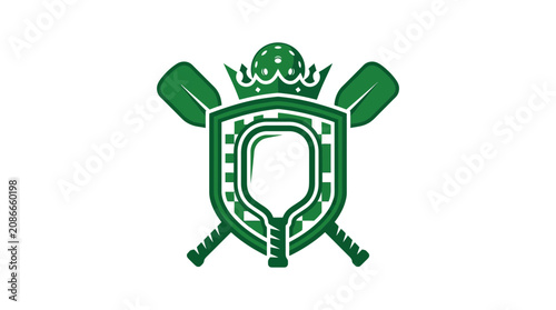 Pickleball Logo Crest with Paddles and Crown - Sport Emblem