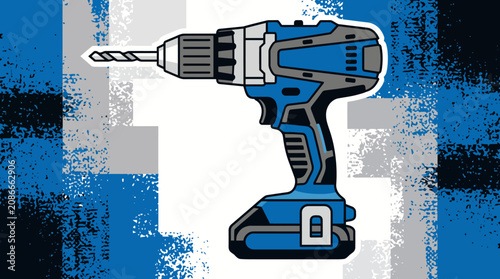 Foto Blue cordless drill on white background