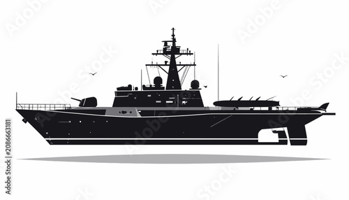 Fotografie Large Modern Naval Warship Vessel.
