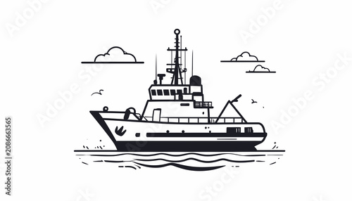 Cuadro en lienzo Large Ship Sailing on the Water.