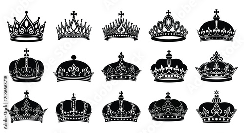 Photos Collection Of Black Crowns Vector Illustration On White Background