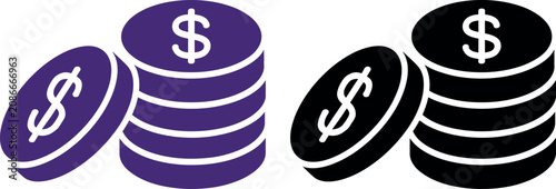 Stacks of colorful money coins illustration