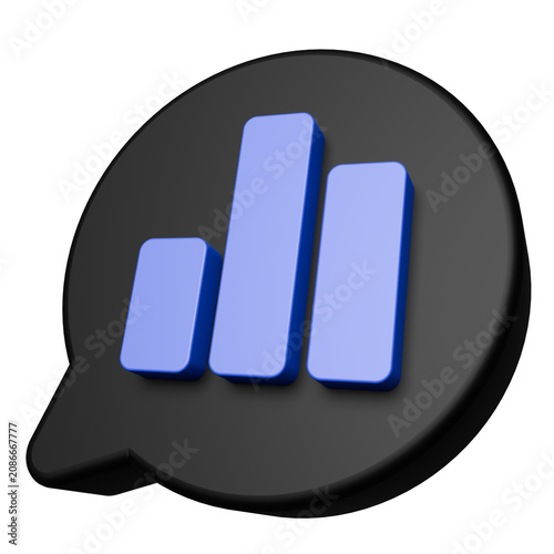 Bar Chart Icon for Analytics and Statistics 3D Render