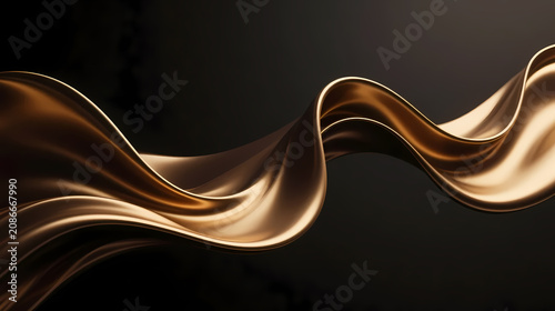 Flowing golden silk on black background