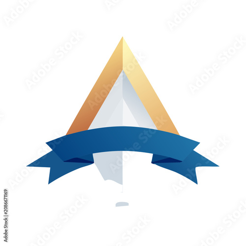 Abstract geometric award ribbon and triangle