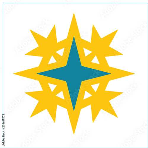 Abstract Starburst and Compass Rose Symbol